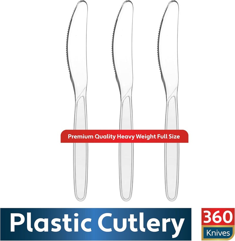 Munfix 360 Count Clear Plastic Knives Heavy Duty, Premium Disposable Knives, Heat Resistant and BPA Free Plastic Silverware Utensils, Durable Cutlery Set for Parties, Picnics, Events - Image 2